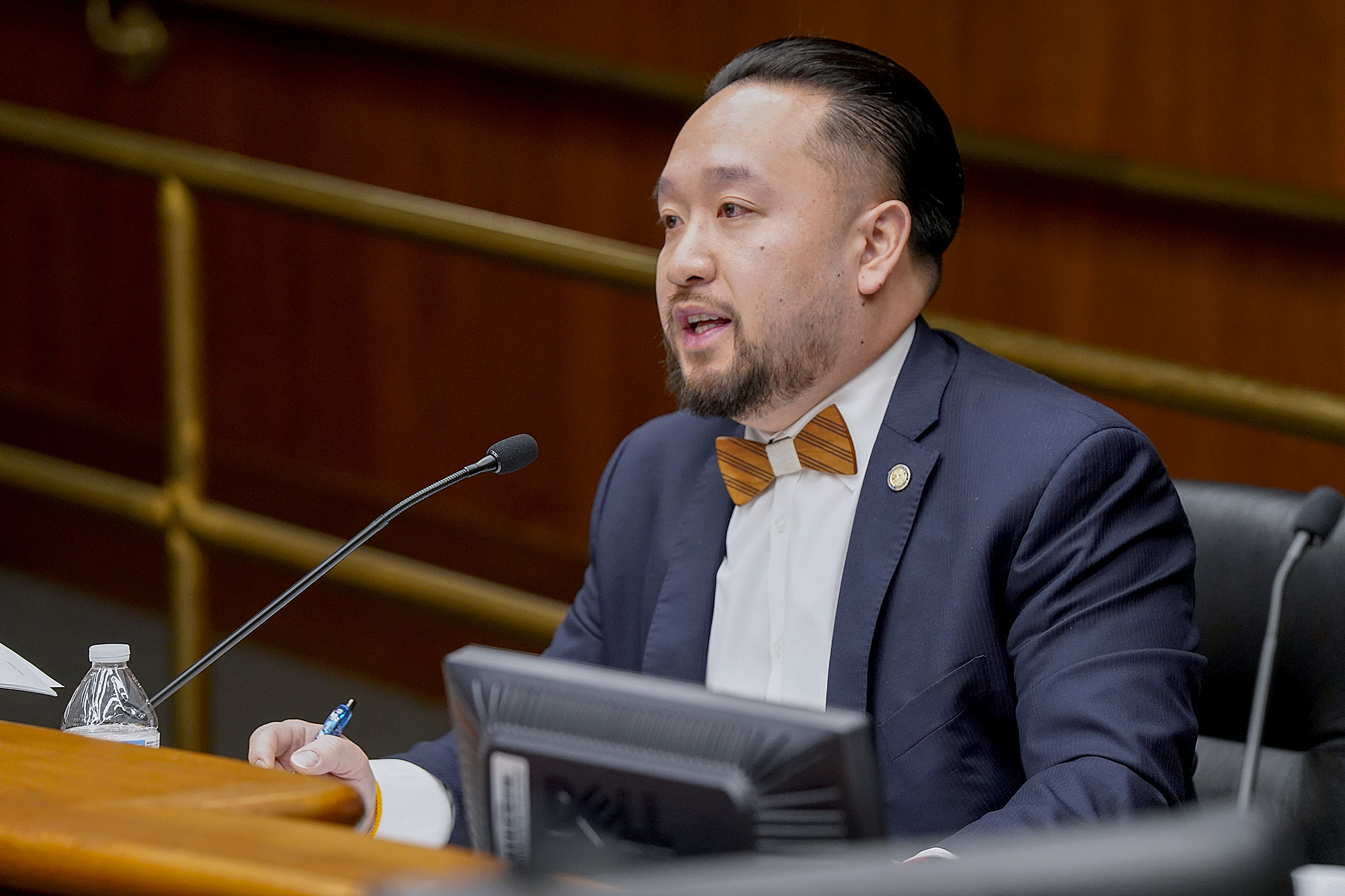House Capital Investment Committee Chair Rep. Fue Lee gives closing comments May 1 before the committee approved a bonding bill. (Photo by Michele Jokinen)